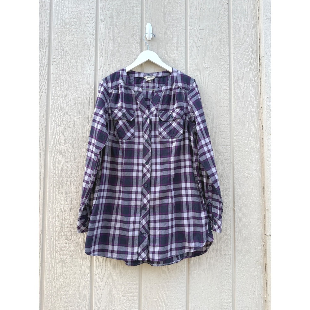 Duluth M Plaid Tunic Outdoor Casual Cotton Blend Side Pockets